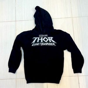 NWOT Marvel Boys' Black Thor Love and Thunder Logo Hoodie, Size: S